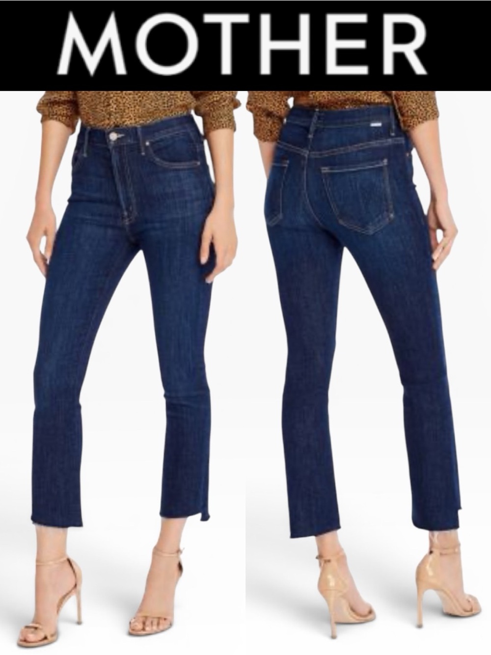 MOTHER THE INSIDER CROP STEP FRAY JEANS CLEAN SWEEP SIZE 26 HIGH WAIST STRETCH